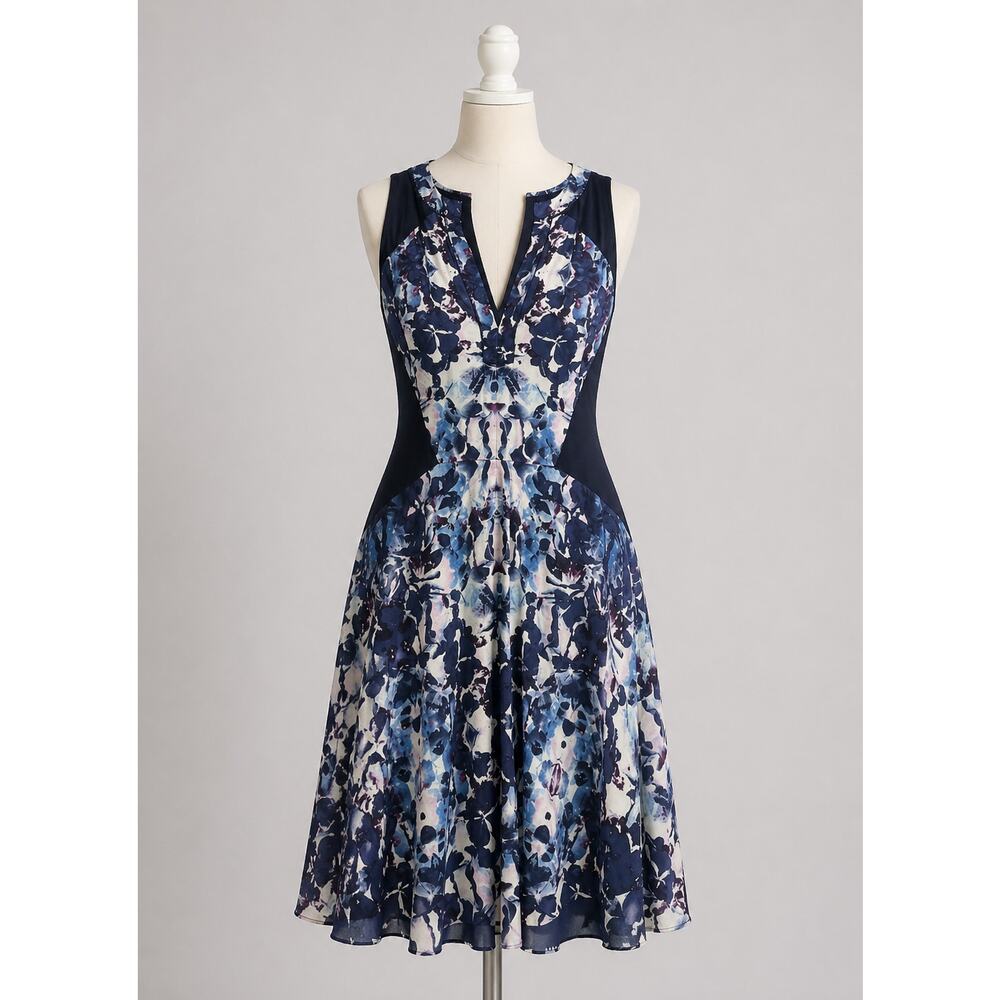 Rebecca Taylor 100% Silk Dress Abstract Print Blue Black Maroon 8 - Picture 10 of 10